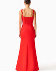 Fleurisca Embroidered Gown in Scarlet Red