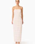 SILVANA STRAPLESS
GOWN IN WHITE/SILVER