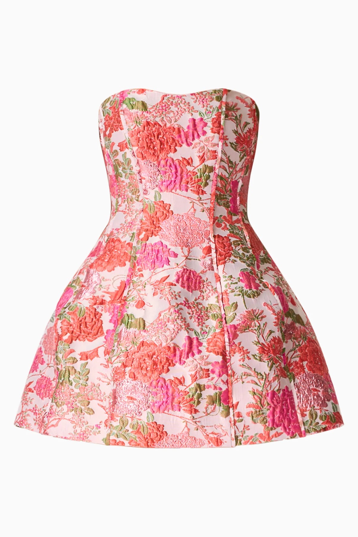 Floralie Strapless Mini Dress in Pink Floral