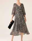 CLOUDLAND WRAP DRESS IN BLACK WHITE SPOT