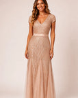 Cap Sleeve Beaded Gown Z0002