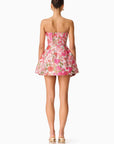 Floralie Strapless Mini Dress in Pink Floral