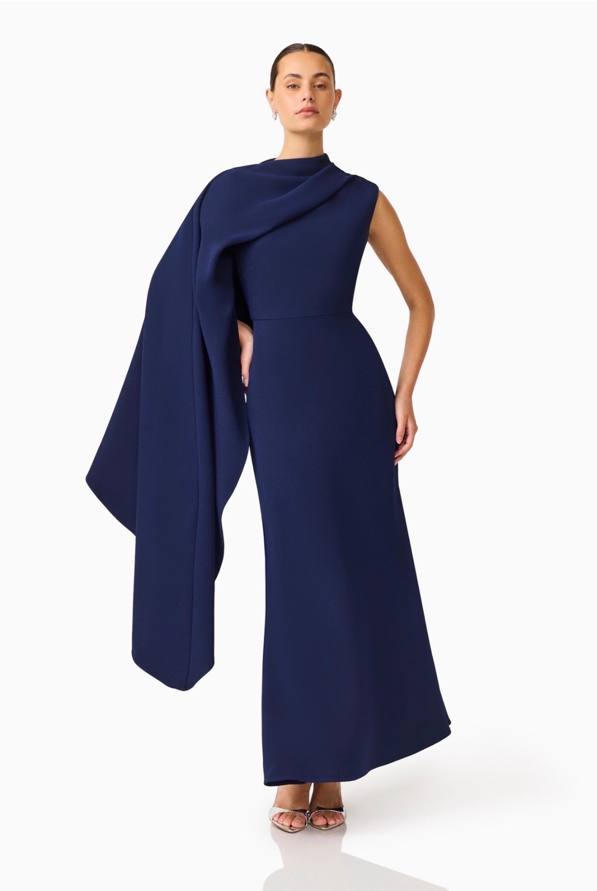 Leonara Asymmetric Cape Dress