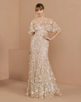69188 Floral Embellished Cape Sleeve Trumpet Gown