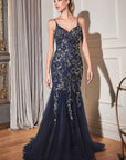 CDS438 beaded gown with detachable cape .