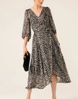 CLOUDLAND WRAP DRESS IN BLACK WHITE SPOT