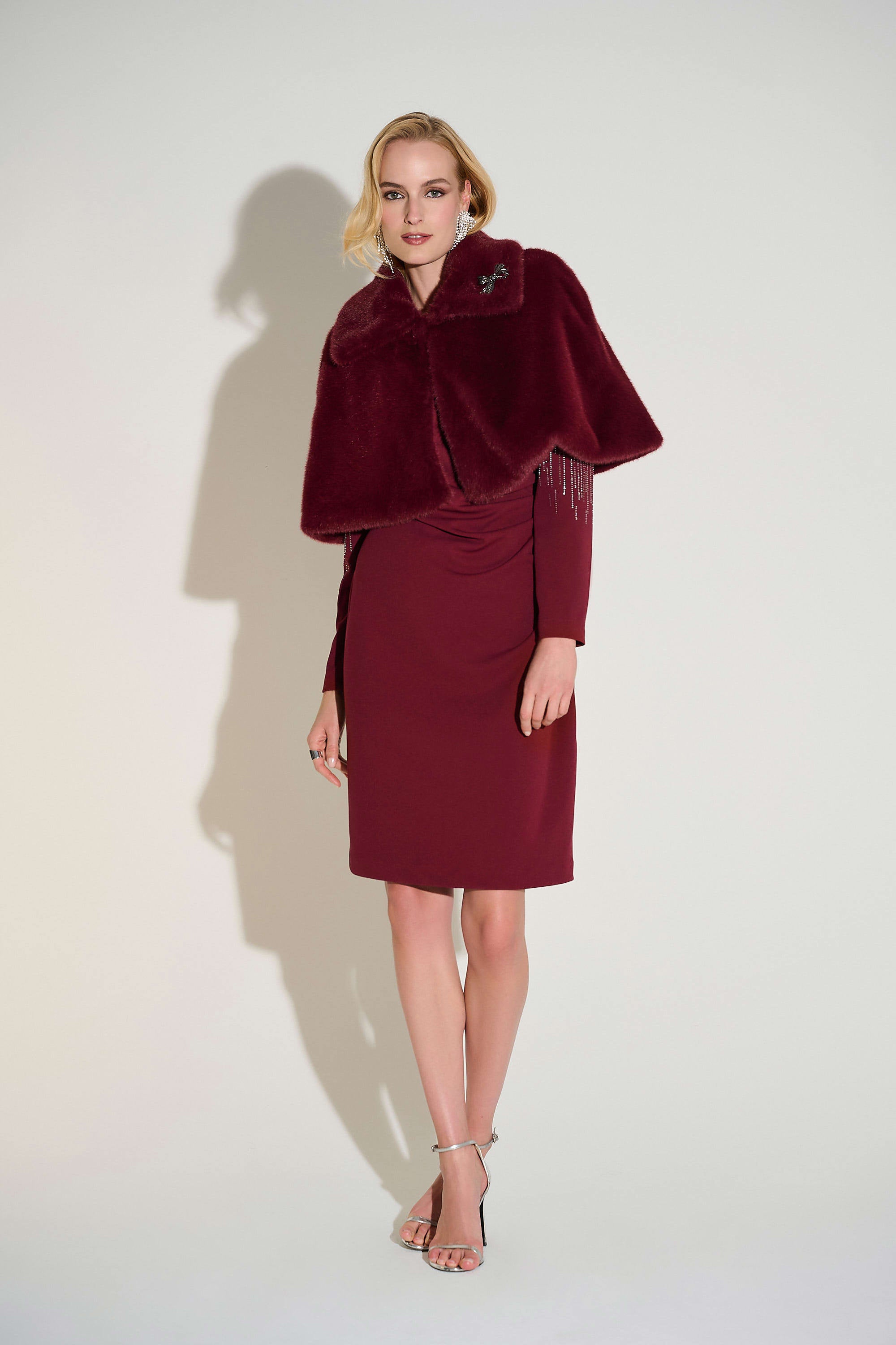 Signature | Faux Fur Cape with Crystal Brooch
253749