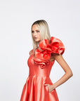 Cece ruffle shoulder gown B71D04L