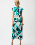 Textured Satin Geometric Print Fit and Flare Dress
261251