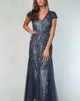Cap Sleeve Beaded Gown Z0002