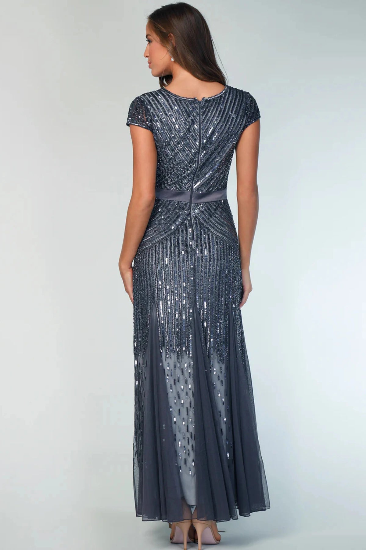 Cap Sleeve Beaded Gown Z0002