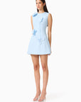 REINA 3D FLORAL MINI DRESS IN SKYBLUE