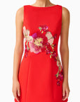 Fleurisca Embroidered A-Line Mini Dress in Scarlet Red