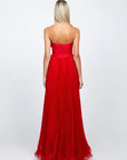 Amaia pleated strapless ball gown