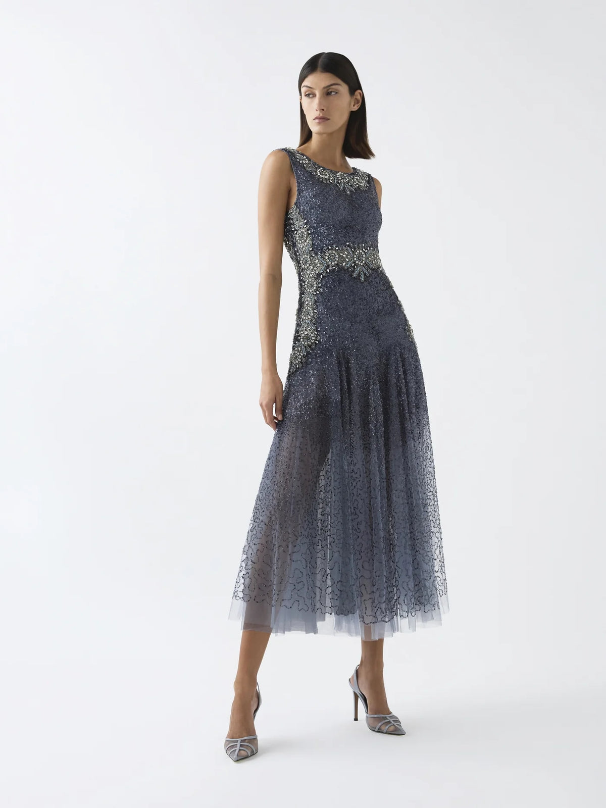 Grace A-Line Gown - Blue Gunmetal