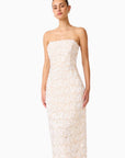 SILVANA STRAPLESS
GOWN IN WHITE/SILVER