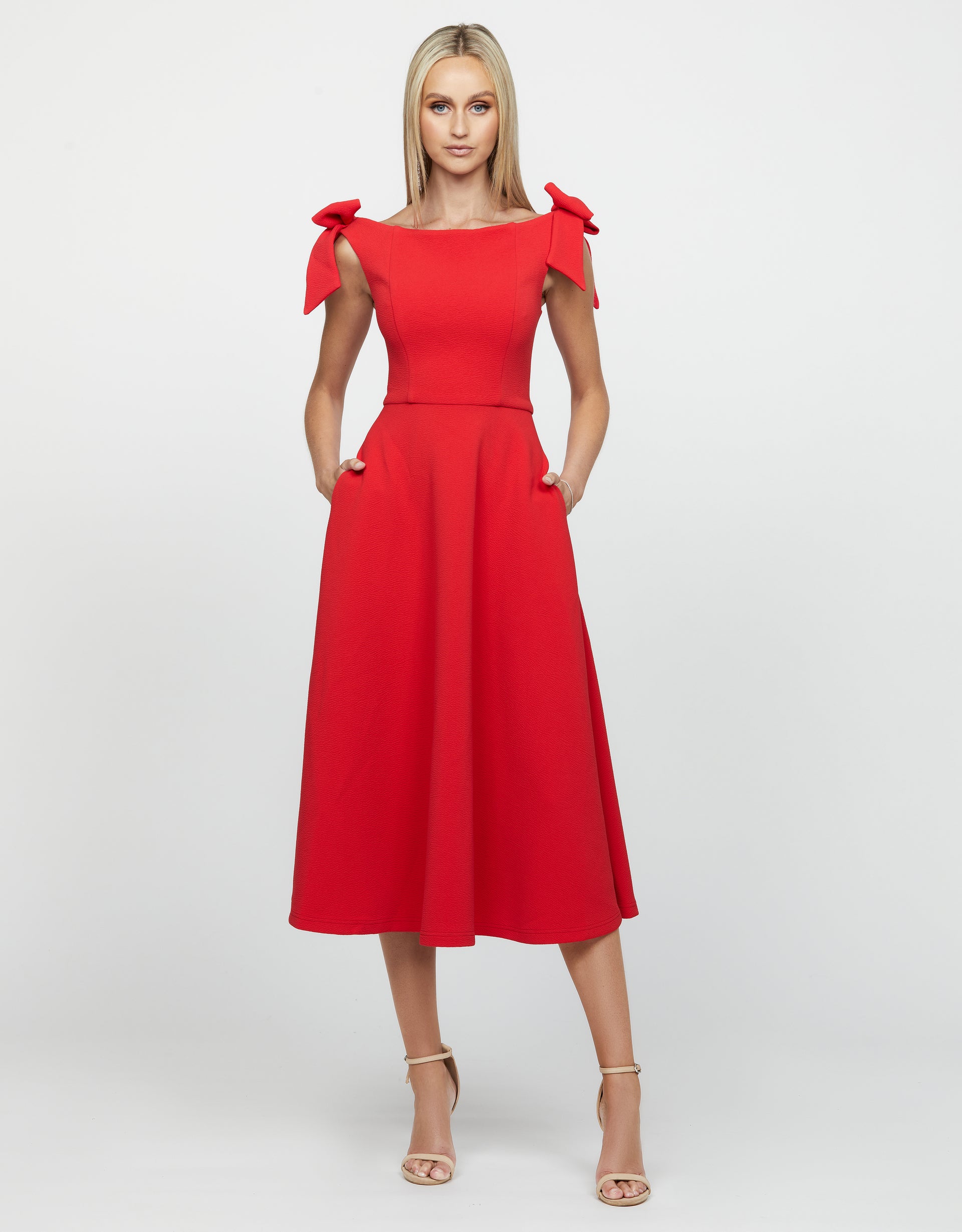 Valentina Off Shoulder Bow Midi – ZsaZsa Boutique