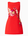 Fleurisca Embroidered A-Line Mini Dress in Scarlet Red