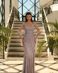 LUX002 v-neck Mermaid Floor Length Dress by Nicoletta in Dusty Mauve or Sage