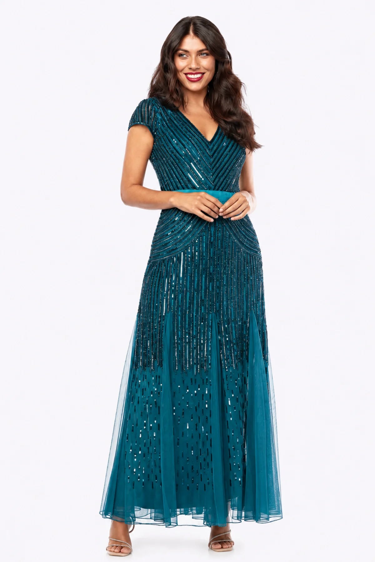 Cap Sleeve Beaded Gown Z0002