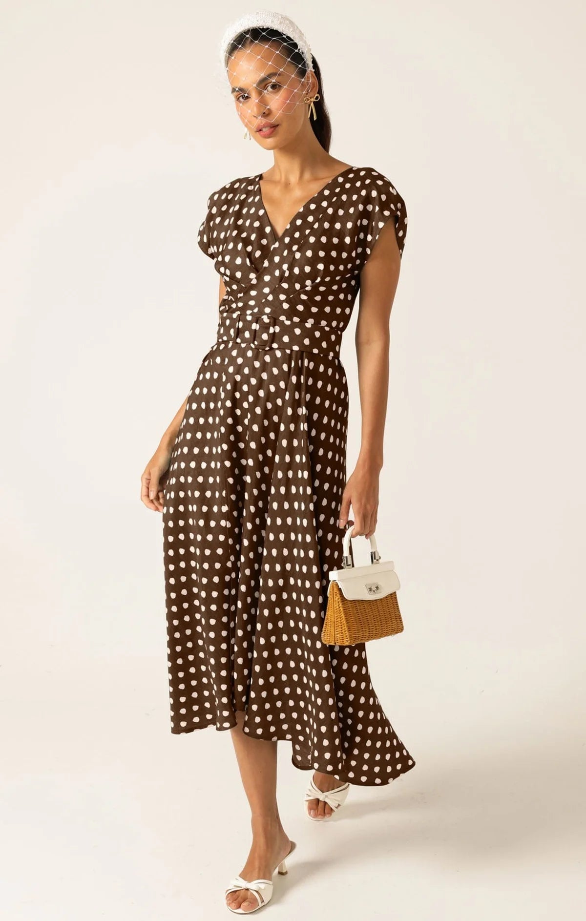 DOTTIE WRAP MIDI DRESS