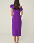 7016 midi rosette trim dress