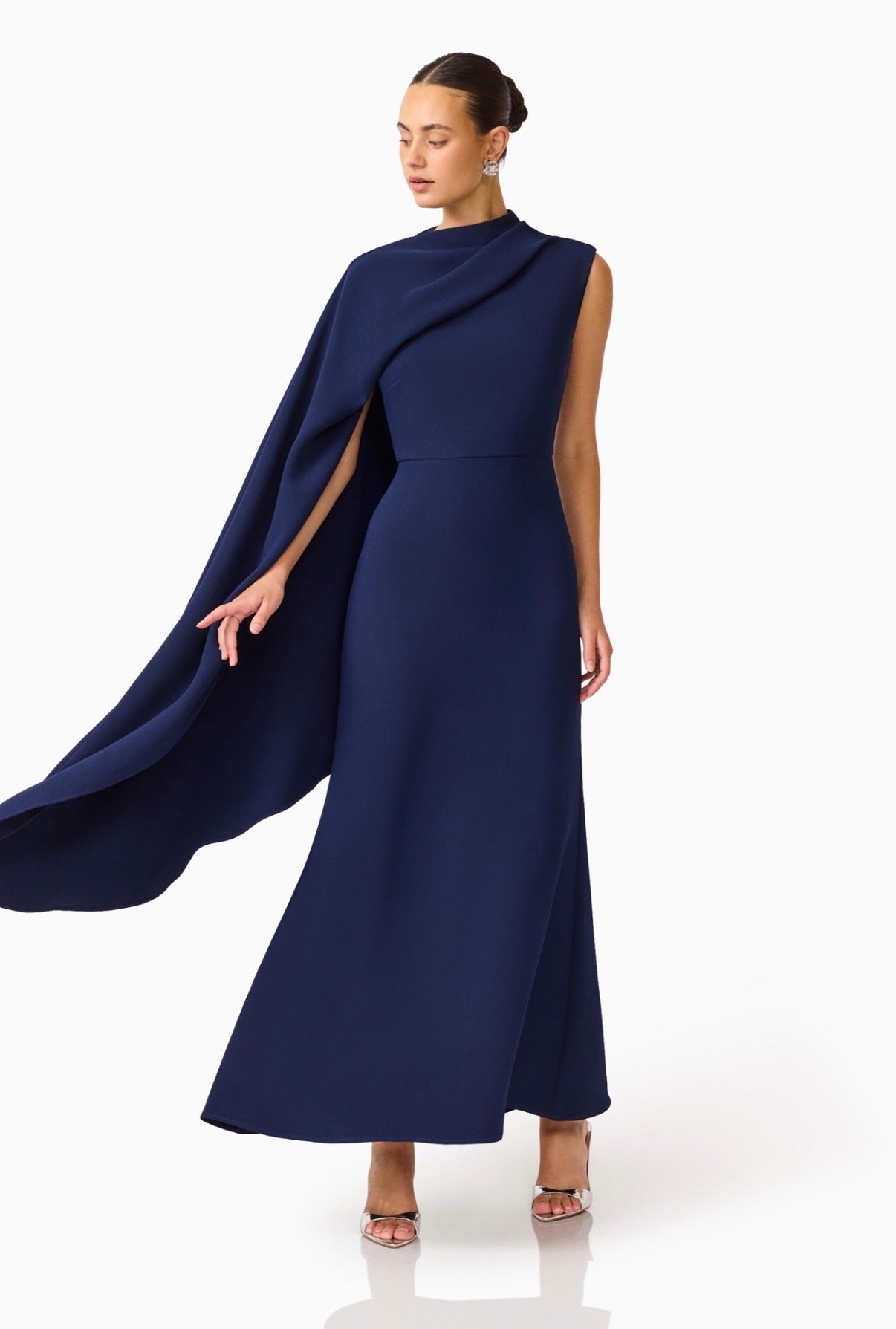Leonara Asymmetric Cape Dress