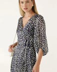 CLOUDLAND WRAP DRESS IN NAVY WHITE SPOT