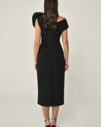 7016 midi rosette trim dress