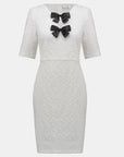 Bouclé Knit Shift Dress With Bow Detail
254177