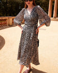 CLOUDLAND WRAP DRESS IN BLACK WHITE SPOT