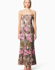 Mesmerize Floral Sequin Maxi Dress In Brown