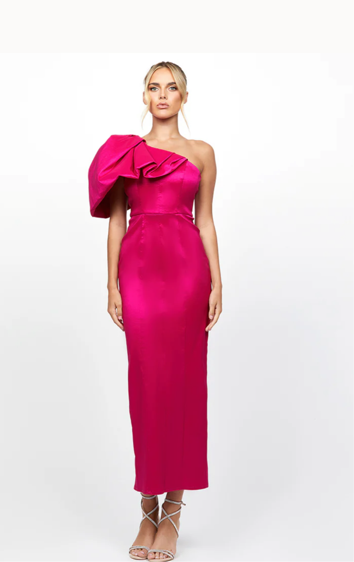 ELANOR DRAMATIC ONE SHOULDER MIDAXI B79D22L