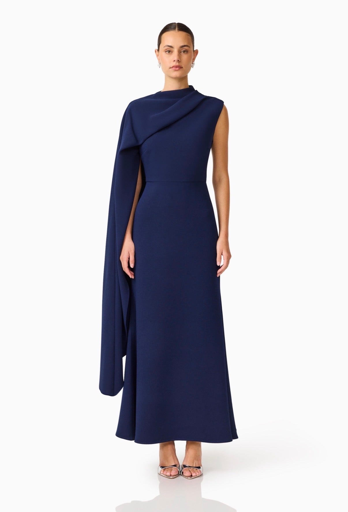 Leonara Asymmetric Cape Dress