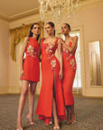 Fleurisca Embroidered Gown in Scarlet Red