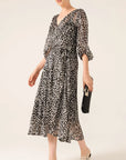 CLOUDLAND WRAP DRESS IN BLACK WHITE SPOT