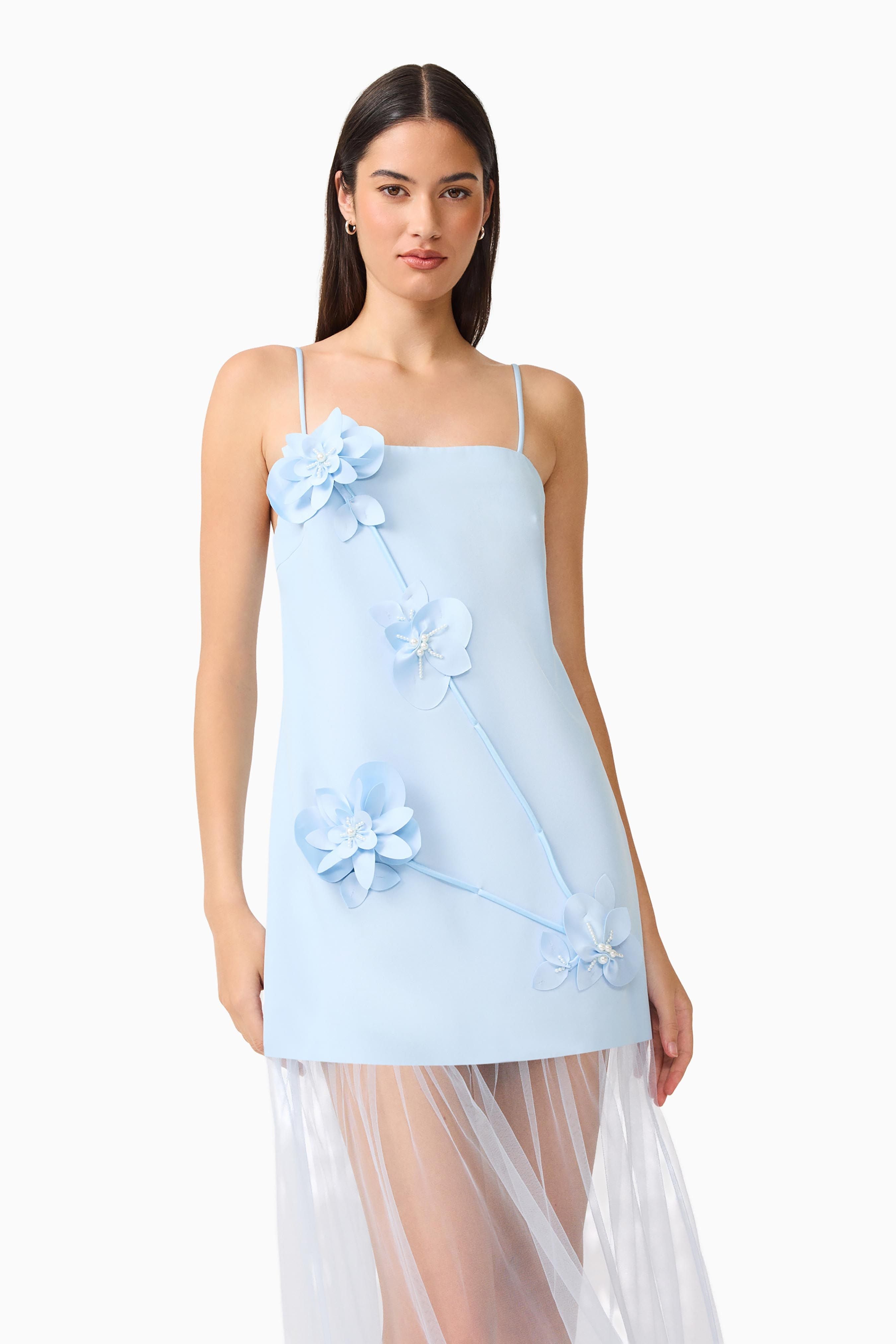REINA 3D FLORAL GOWN IN SKYBLUE