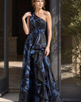 Floral Print One Shoulder A Line Gown 46319