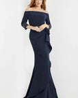 Jovani 08699 Navy Three Quarter Sleeve Dress