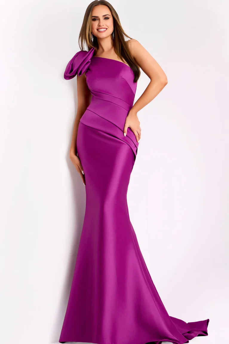 Jovani 43273 One-Shoulder Mermaid Gown with Dramatic Floral Detail