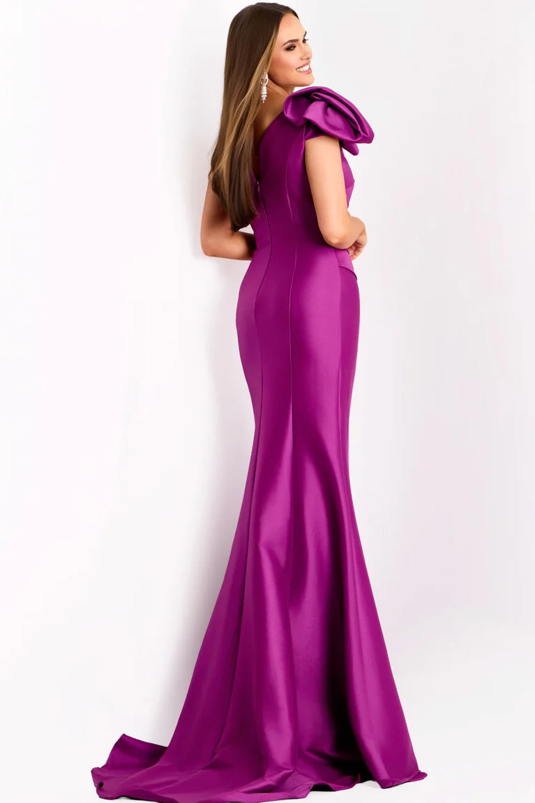 Jovani 43273 One-Shoulder Mermaid Gown with Dramatic Floral Detail