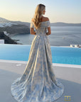 Off-Shoulder Jacquard Sheath Gown – 261M6444