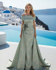 Off-Shoulder Jacquard Sheath Gown – 261M6444