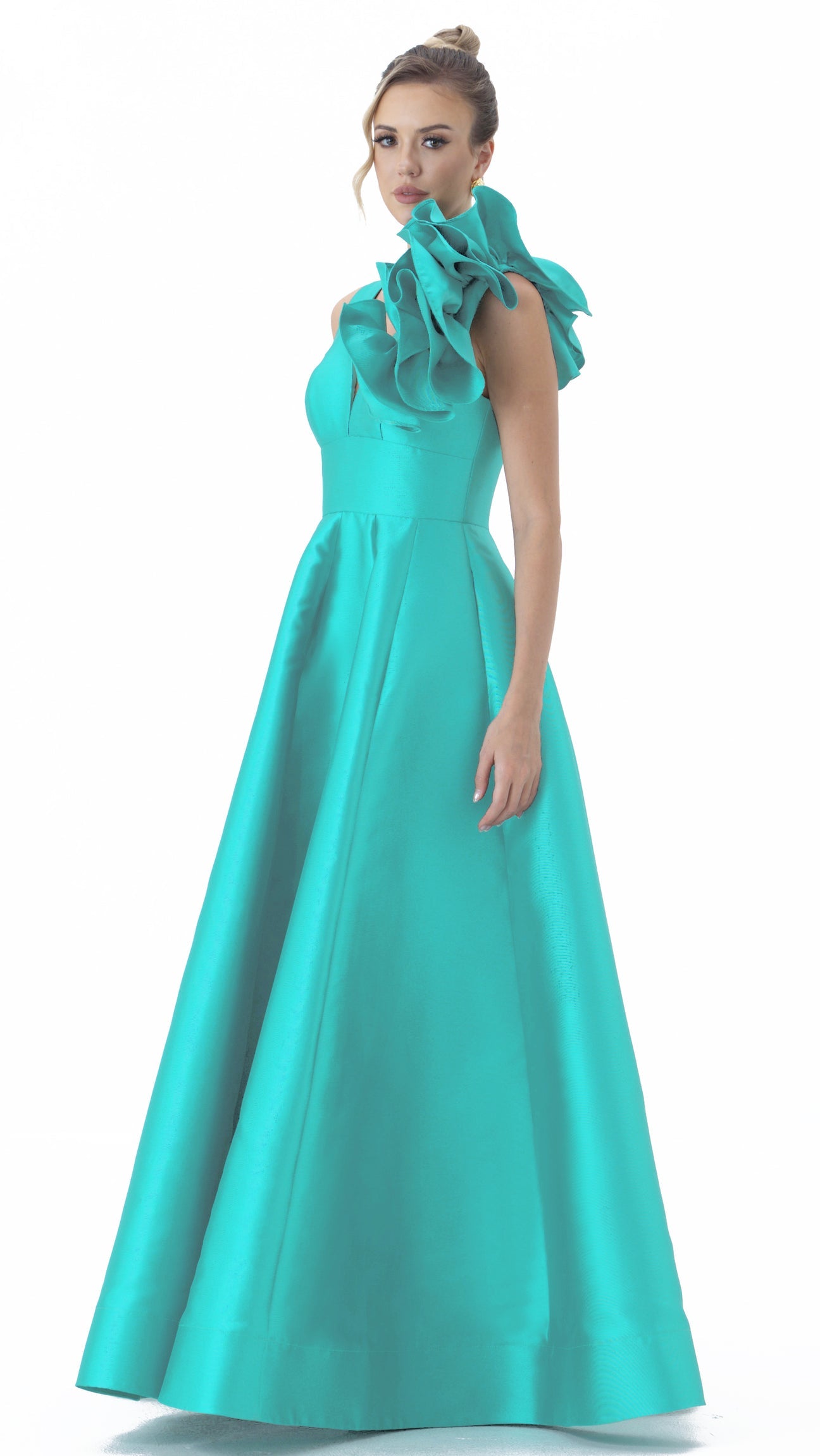 Mirella Vneck Ruffle Gown