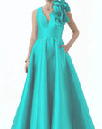 Mirella Vneck Ruffle Gown