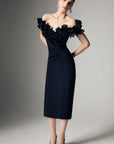Ellie Sapphire Off The Shoulder Cocktail Dress
