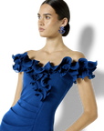 Ellie Sapphire Off The Shoulder Cocktail Dress