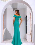 251M4444 Off The Shoulder Stretch Crepe Long Fit And Flare Gown