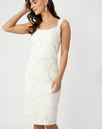 258246 woven dress cream/gold