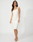 258246 woven dress cream/gold